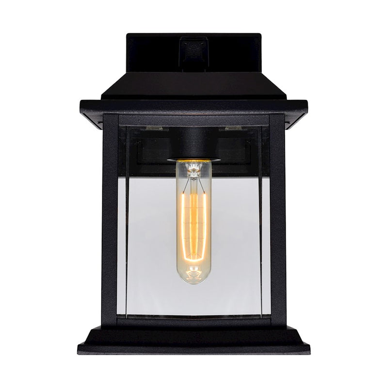 CWI Blackbridge 1 Light 10"H Outdoor Wall Light, Black/Clear