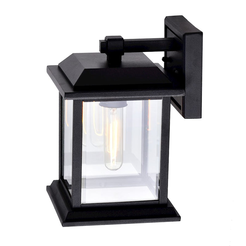 CWI Blackbridge 1 Light 10"H Outdoor Wall Light, Black/Clear
