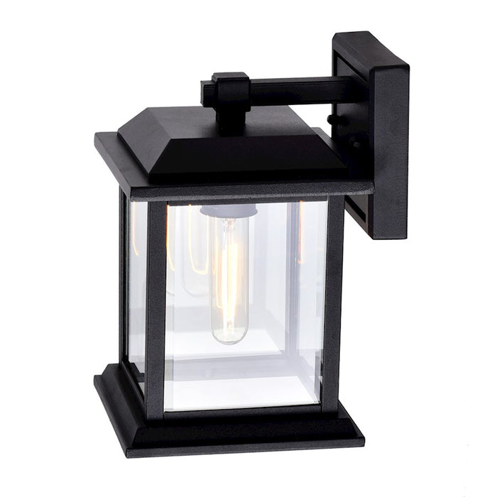 CWI Blackbridge 1 Light 10"H Outdoor Wall Light, Black/Clear