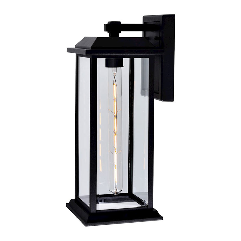 CWI Blackbridge 1 Light 16"H Outdoor Wall Light, Black/Clear