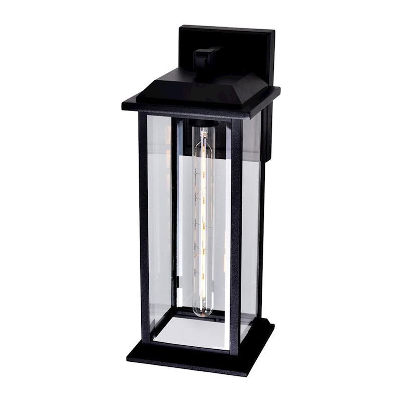 CWI Blackbridge 1 Light 16"H Outdoor Wall Light, Black/Clear