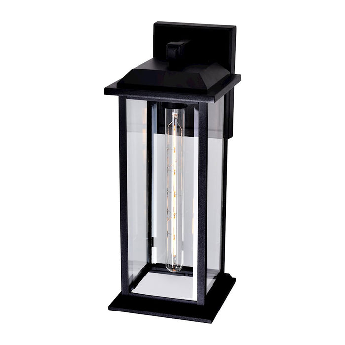 CWI Blackbridge 1 Light 16"H Outdoor Wall Light, Black/Clear