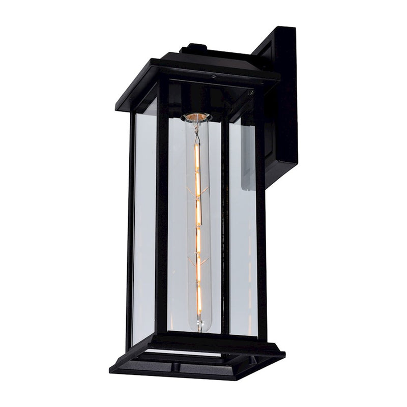 CWI Blackbridge 1 Light 16"H Outdoor Wall Light, Black/Clear
