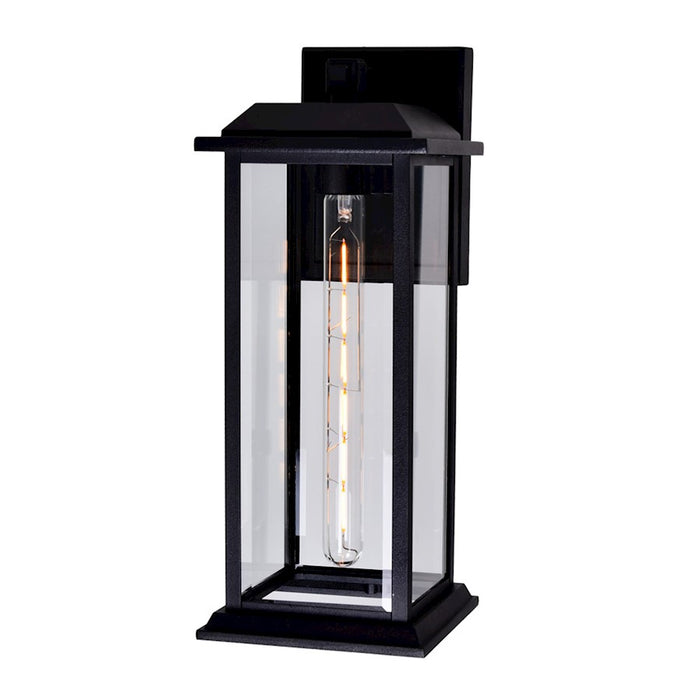 CWI Blackbridge 1 Light 16"H Outdoor Wall Light, Black/Clear