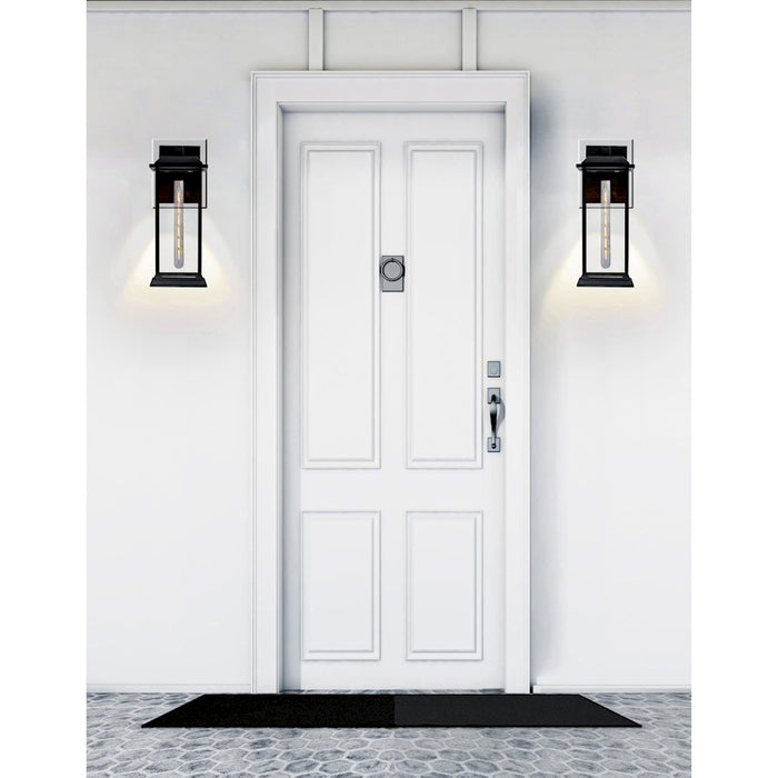 CWI Blackbridge 1 Light 16"H Outdoor Wall Light, Black/Clear