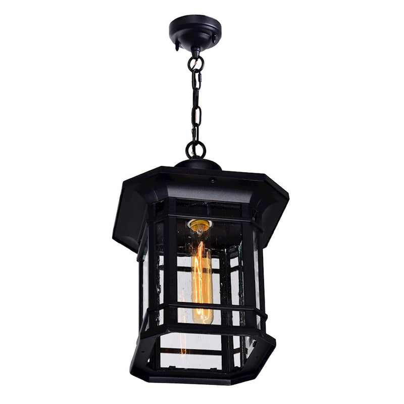 CWI Lighting Blackburn 1 Light Outdoor Pendant, Black/Seedy