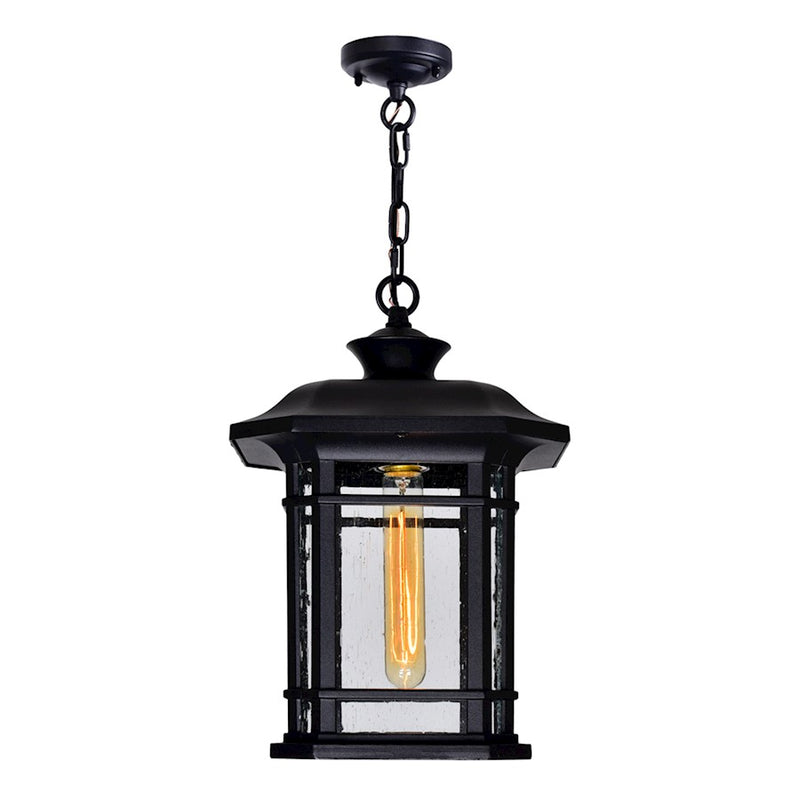 CWI Lighting Blackburn 1 Light Outdoor Pendant, Black/Seedy