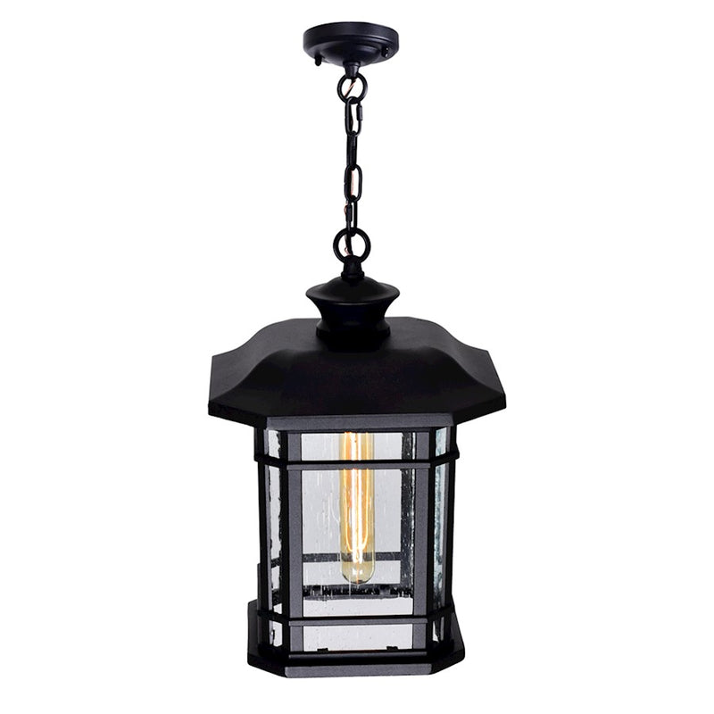CWI Lighting Blackburn 1 Light Outdoor Pendant, Black/Seedy