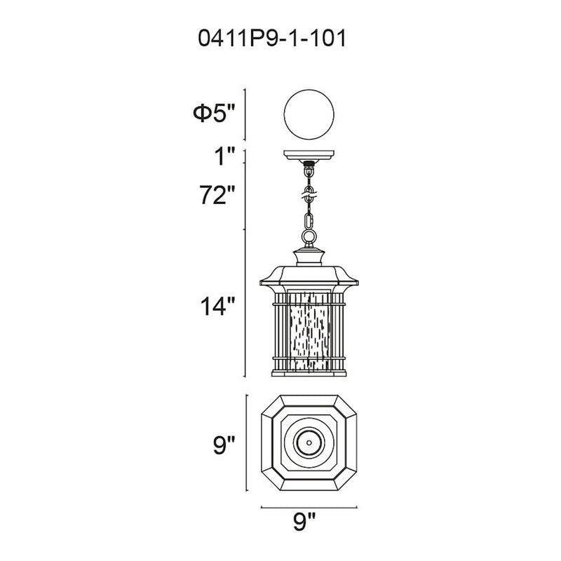 CWI Lighting Blackburn 1 Light Outdoor Pendant, Black/Seedy