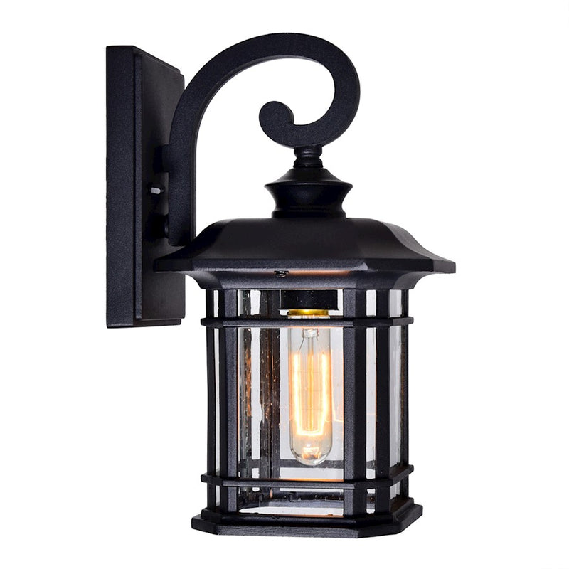 CWI Blackburn 1 Light 12"H Outdoor Wall Light, Black/Seedy