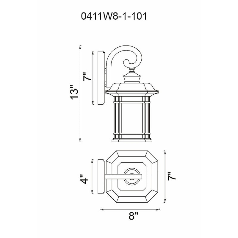 CWI Blackburn 1 Light 12"H Outdoor Wall Light, Black/Seedy