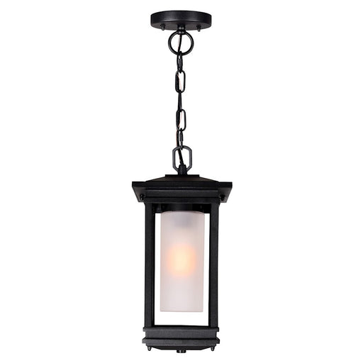 CWI Granville 1 Light Outdoor Hanging Light, Black/Frosted