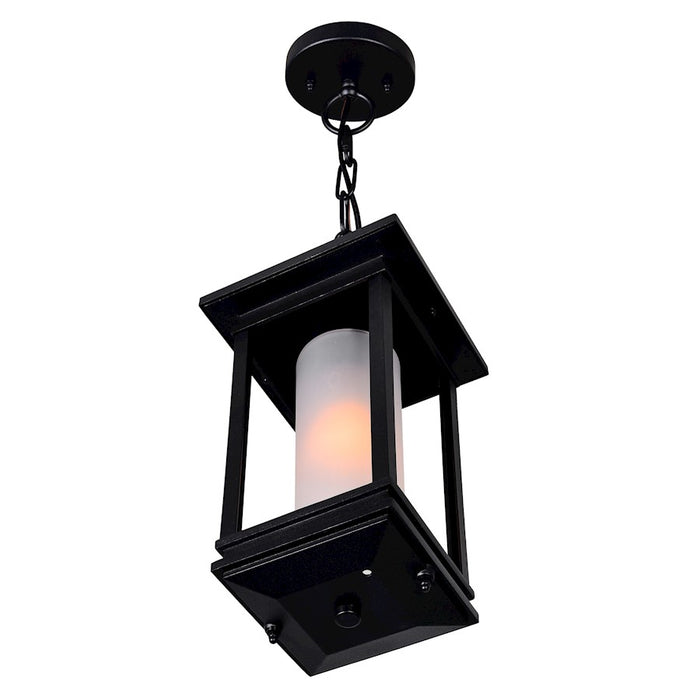 CWI Granville 1 Light Outdoor Hanging Light, Black/Frosted