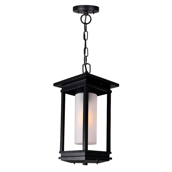 CWI Granville 1 Light Outdoor Hanging Light, Black/Frosted