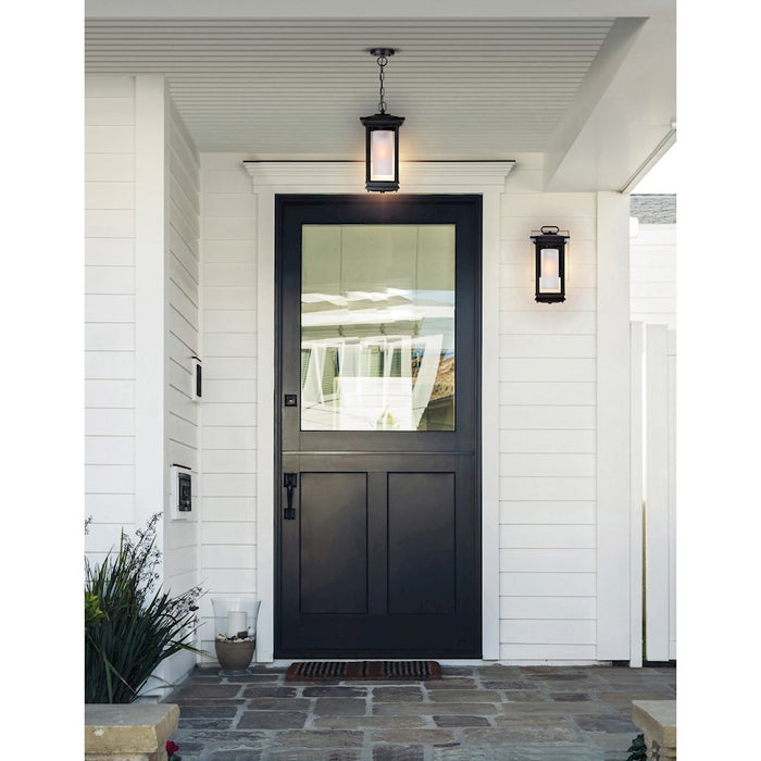 CWI Granville 1 Light Outdoor Hanging Light, Black/Frosted