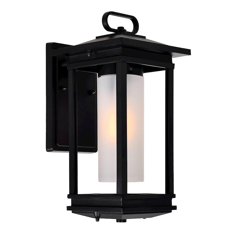 CWI Lighting Granville 1 Light Outdoor Wall Light, Black/Frosted
