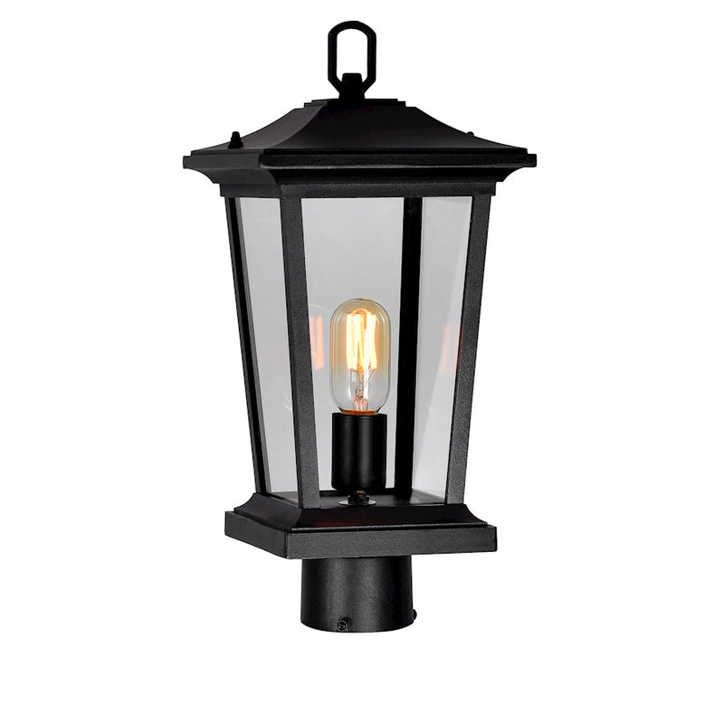 CWI Lighting Leawood 1 Light Outdoor Lantern Head, Black/Clear