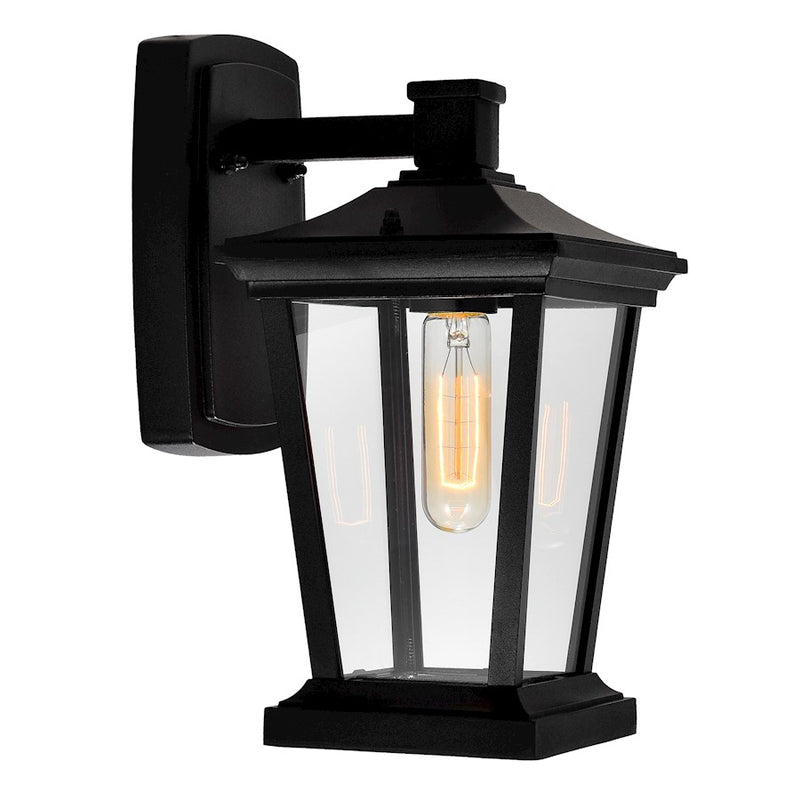 CWI Leawood 1 Light 12"H Outdoor Wall Light, Black/Clear