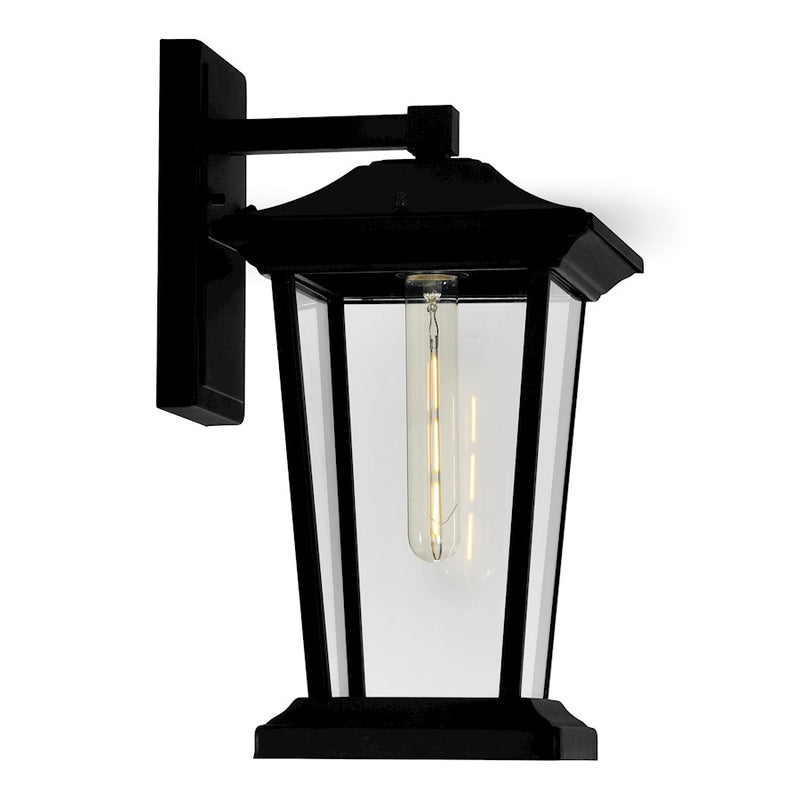 CWI Lighting Leawood 1 Light 15"H Outdoor Wall Light, Black/Clear