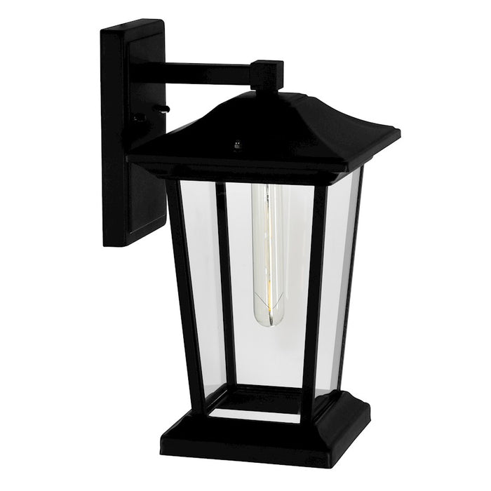 CWI Lighting Leawood 1 Light 15"H Outdoor Wall Light, Black/Clear