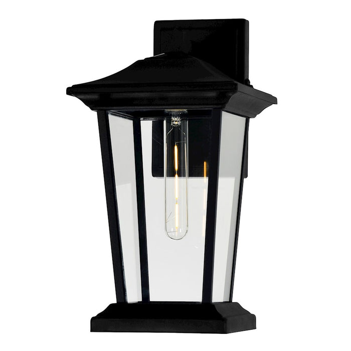 CWI Lighting Leawood 1 Light 15"H Outdoor Wall Light, Black/Clear
