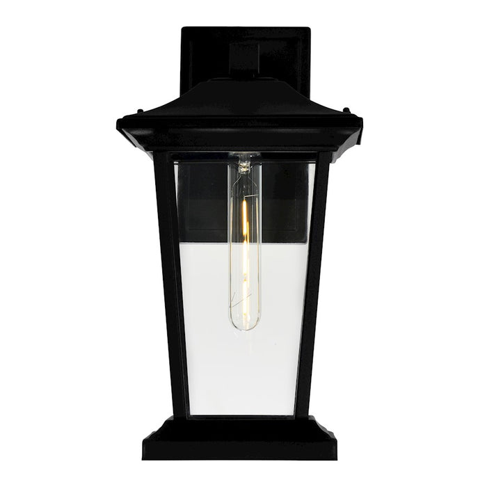 CWI Lighting Leawood 1 Light 15"H Outdoor Wall Light, Black/Clear