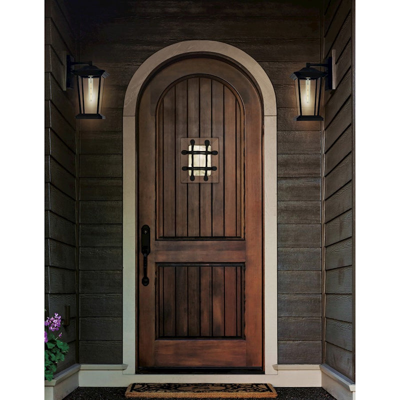CWI Lighting Leawood 1 Light 15"H Outdoor Wall Light, Black/Clear