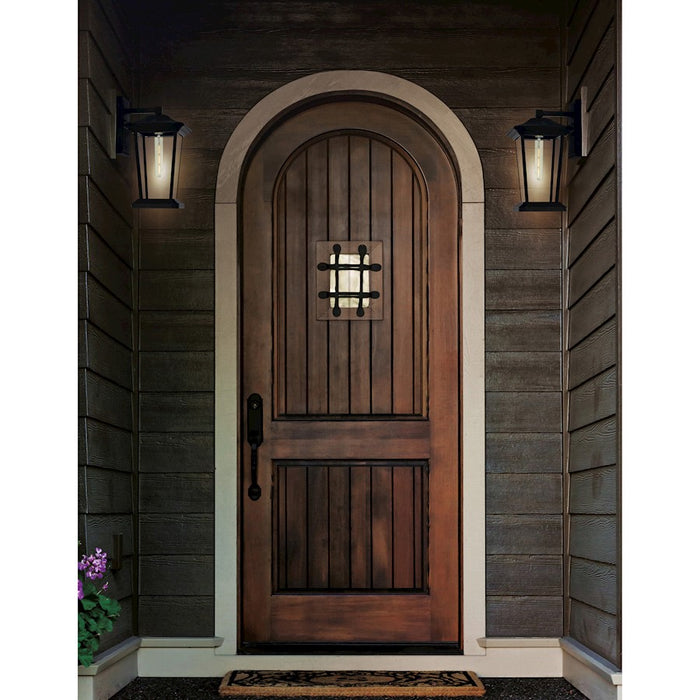 CWI Lighting Leawood 1 Light 15"H Outdoor Wall Light, Black/Clear