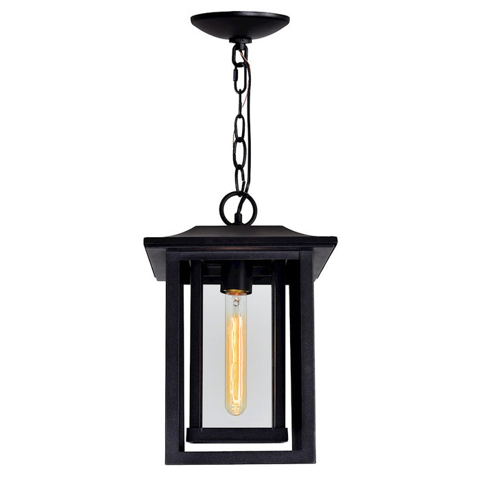 CWI Winfield 1 Light Outdoor Hanging Light, Black/Clear