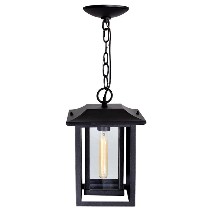 CWI Winfield 1 Light Outdoor Hanging Light, Black/Clear
