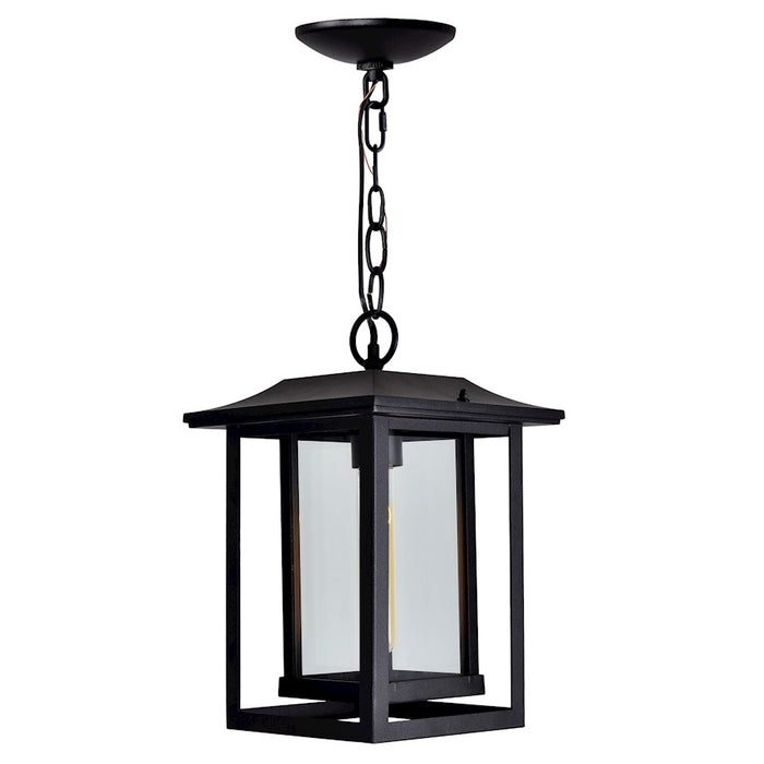 CWI Winfield 1 Light Outdoor Hanging Light, Black/Clear