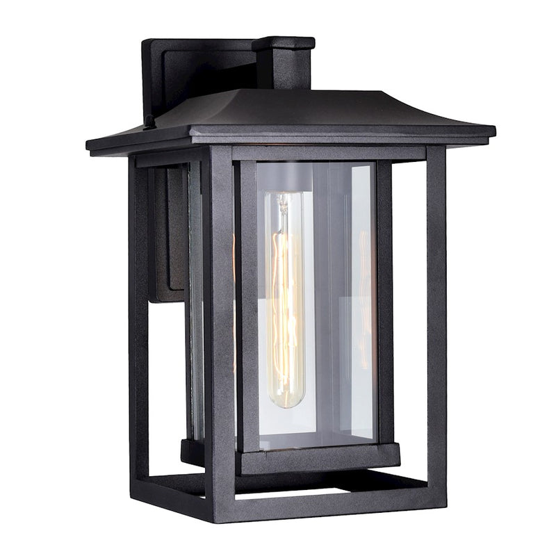 CWI Lighting Winfield 1 Light Outdoor Wall Light, Black/Clear