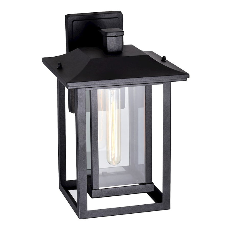 CWI Lighting Winfield 1 Light Outdoor Wall Light, Black/Clear