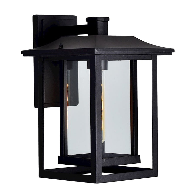 CWI Lighting Winfield 1 Light Outdoor Wall Light, Black/Clear
