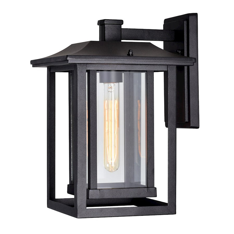CWI Lighting Winfield 1 Light Outdoor Wall Light, Black/Clear