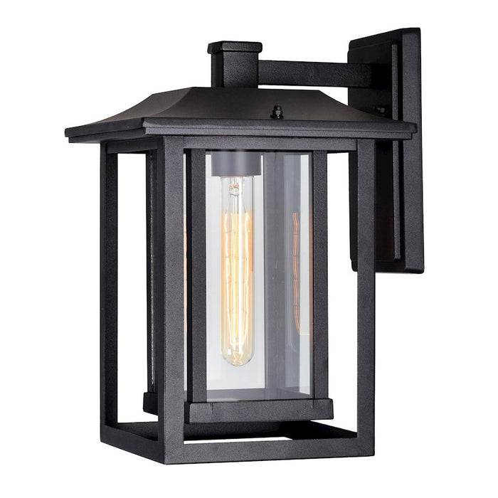 CWI Lighting Winfield 1 Light Outdoor Wall Light, Black/Clear