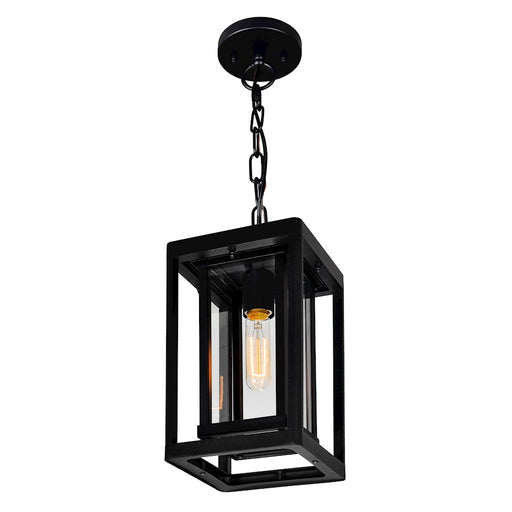 CWI Lighting Mulvane 1 Light Outdoor Hanging Light, Black/Clear