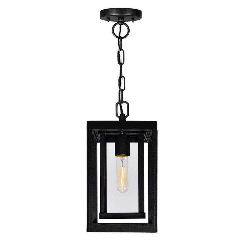 CWI Lighting Mulvane 1 Light Outdoor Hanging Light, Black/Clear