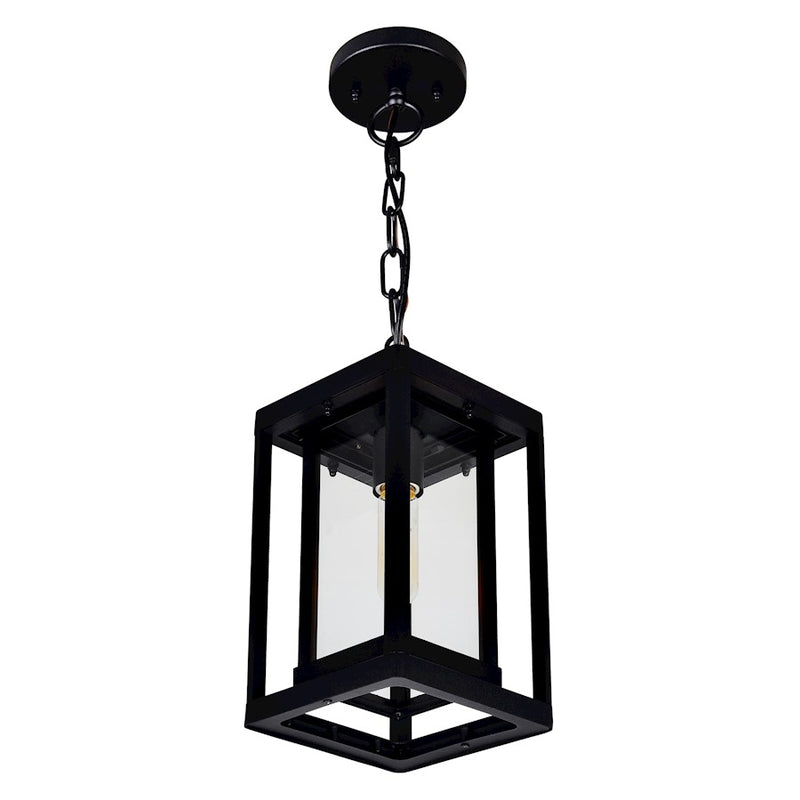 CWI Lighting Mulvane 1 Light Outdoor Hanging Light, Black/Clear