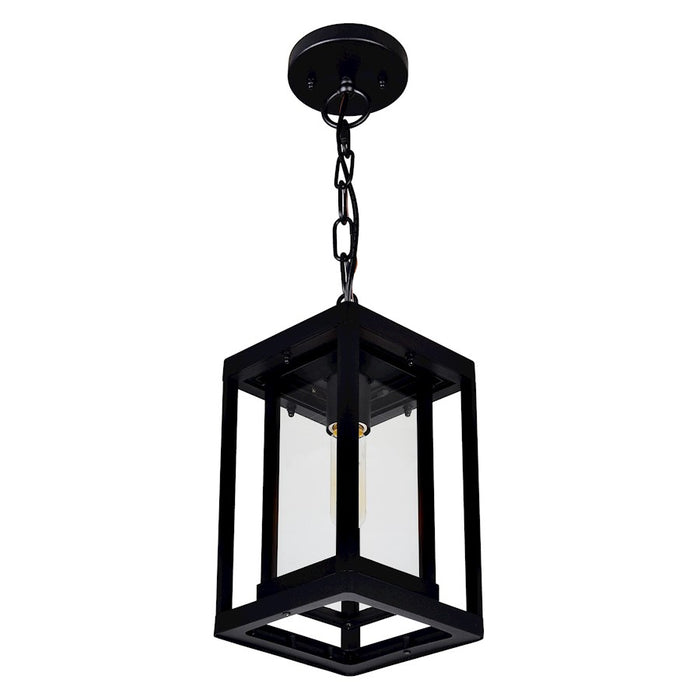 CWI Lighting Mulvane 1 Light Outdoor Hanging Light, Black/Clear