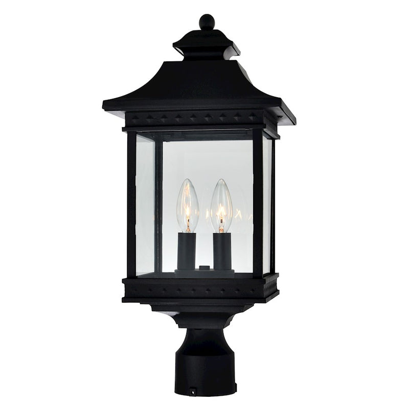 CWI Cleveland 2 Light Outdoor Lantern Head, Black/Clear