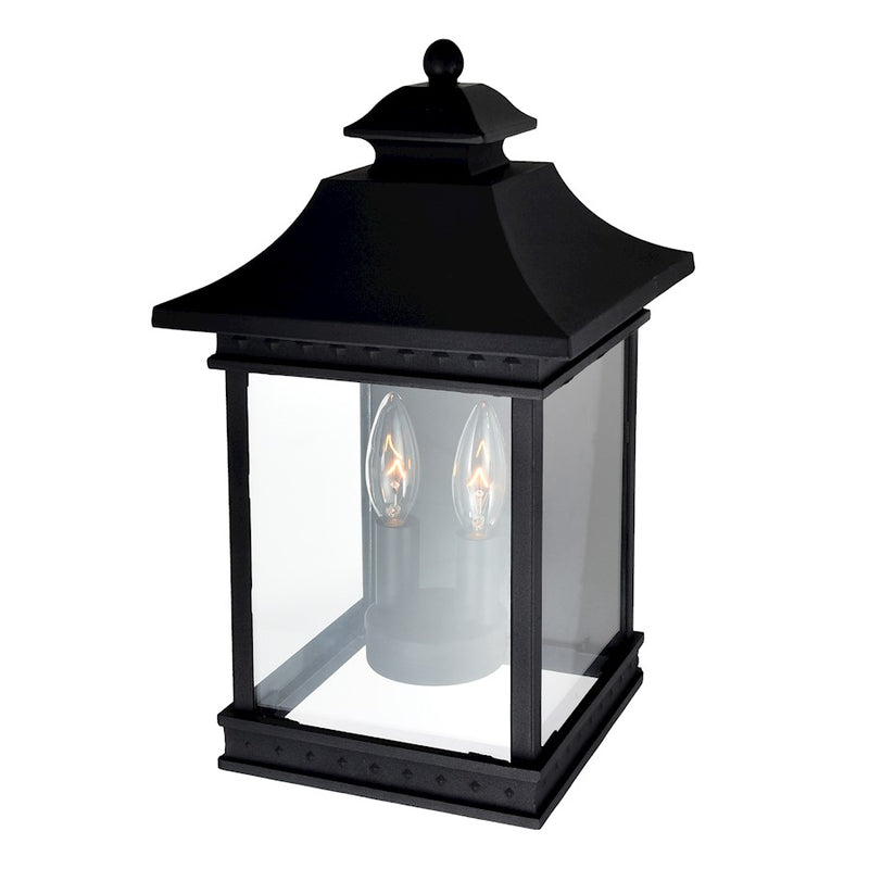 CWI Lighting Cleveland 2-Lt 9" Outdoor Wall Light, Black/Clear