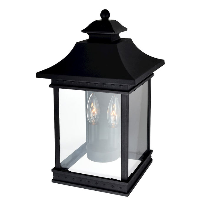 CWI Lighting Cleveland 2-Lt 9" Outdoor Wall Light, Black/Clear