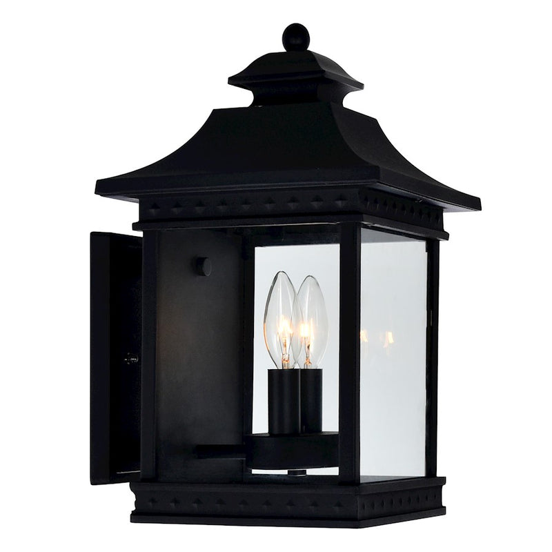 CWI Lighting Cleveland 2-Lt 9" Outdoor Wall Light, Black/Clear