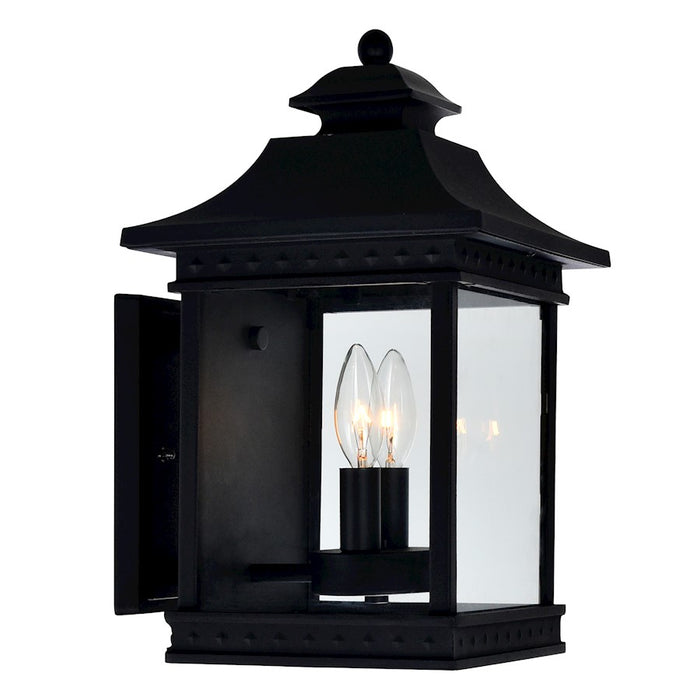 CWI Lighting Cleveland 2-Lt 9" Outdoor Wall Light, Black/Clear