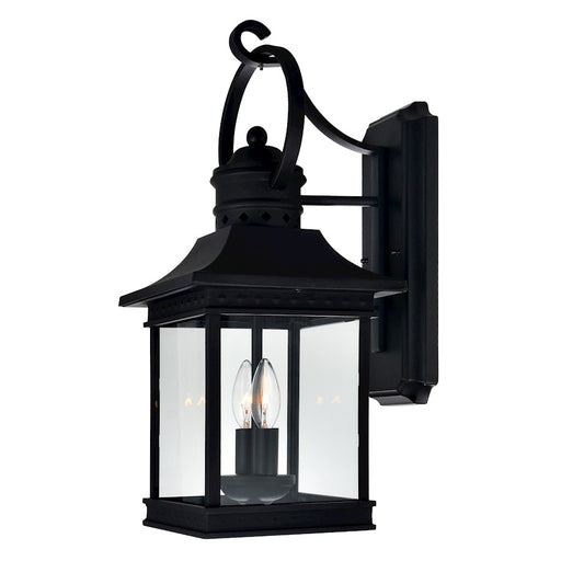 CWI Lighting Cleveland 2 Light Outdoor Wall Light, Black/Clear