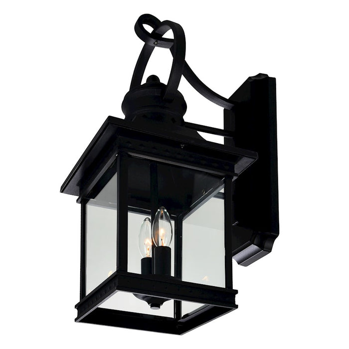 CWI Lighting Cleveland 2 Light Outdoor Wall Light, Black/Clear