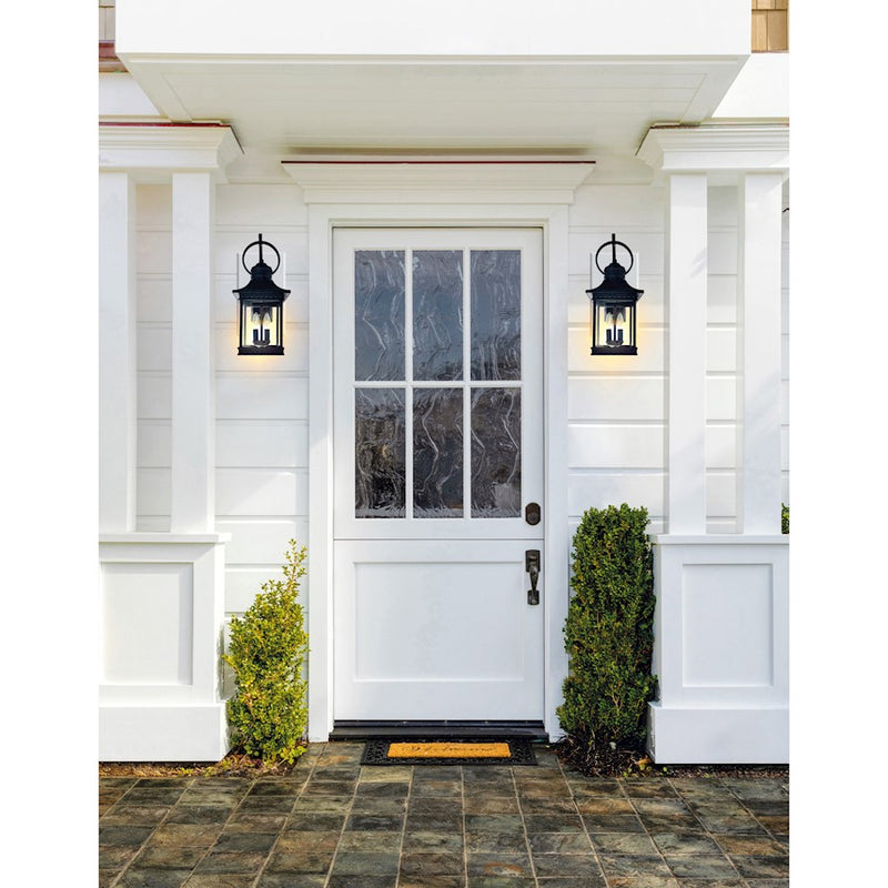 CWI Lighting Cleveland 2 Light Outdoor Wall Light, Black/Clear