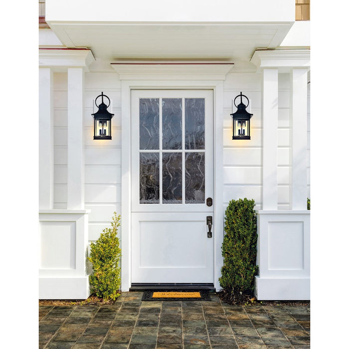 CWI Lighting Cleveland 2 Light Outdoor Wall Light, Black/Clear