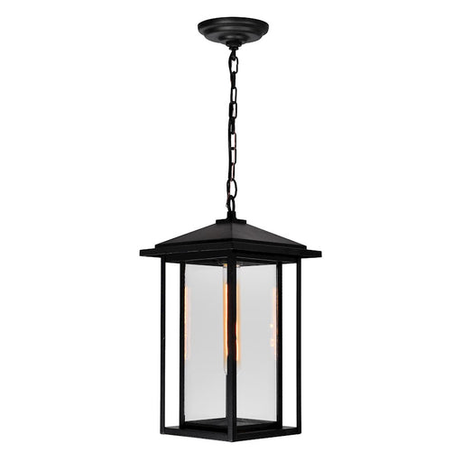 CWI Lighting Crawford 1 Light Outdoor Hanging Light, Black/Clear
